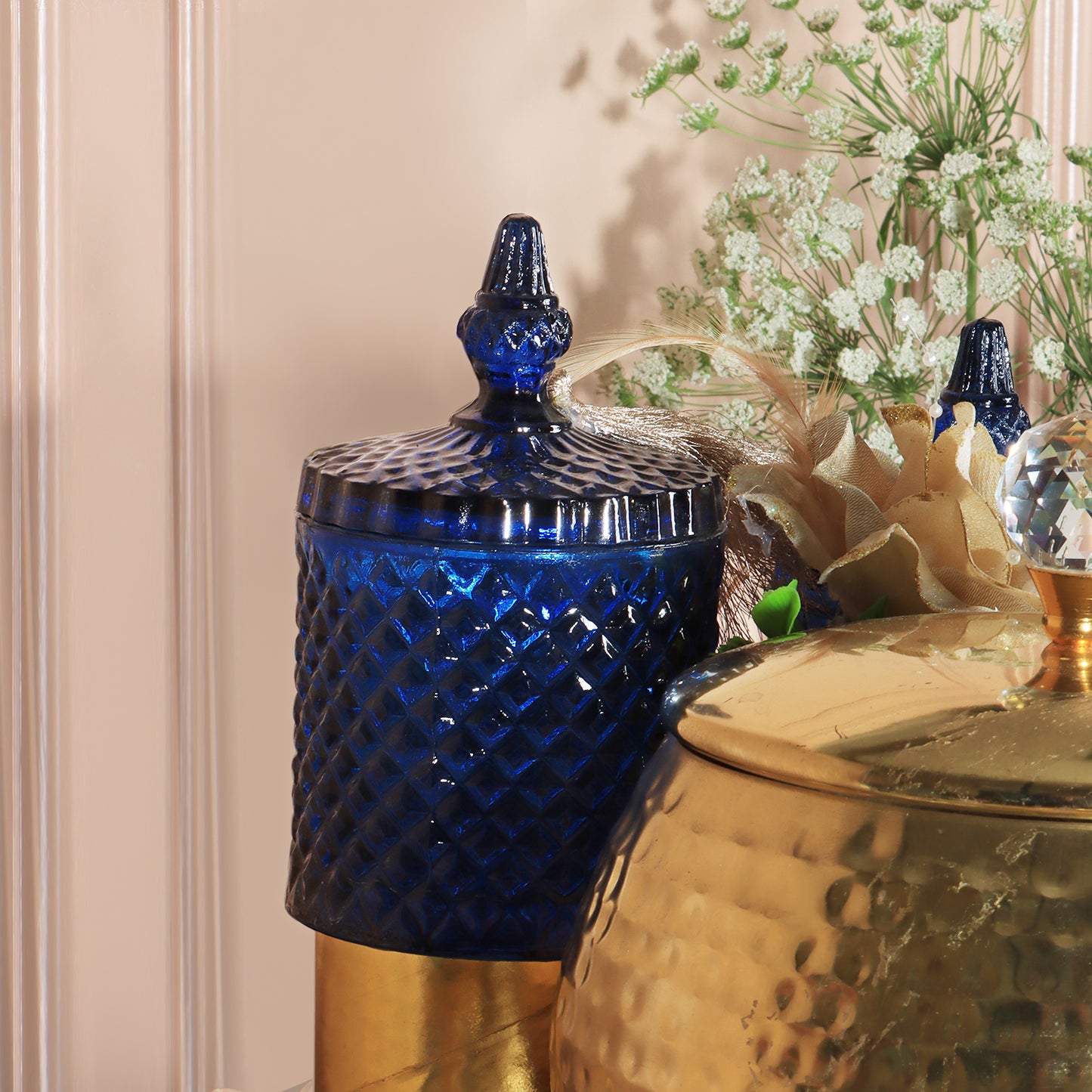 Gifting Tray | Blue Glass Jars | Gift Hamper